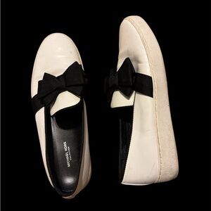Michael Kors White Leather Bow Slip-On leather Sneakers size 39 iperfect conditi